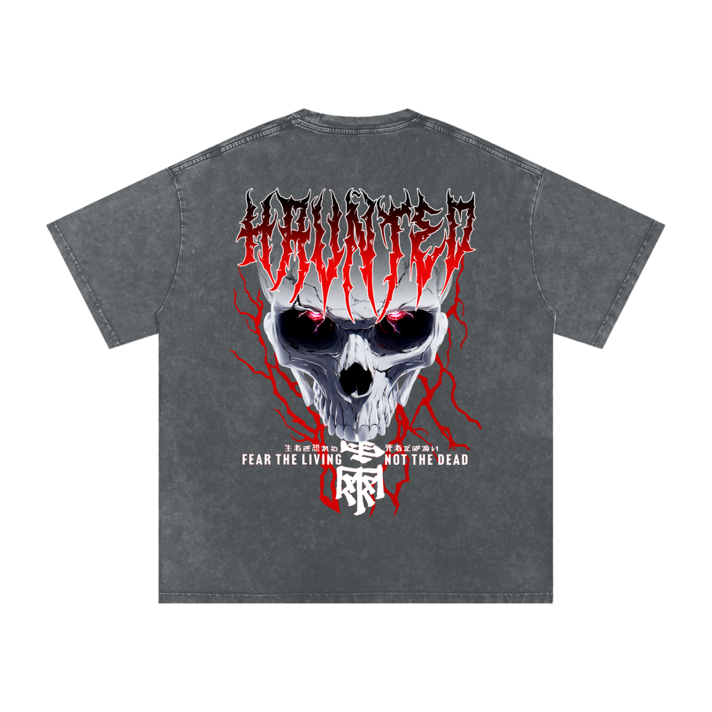 'FEAR THE LIVING' Oversized Washed Tee