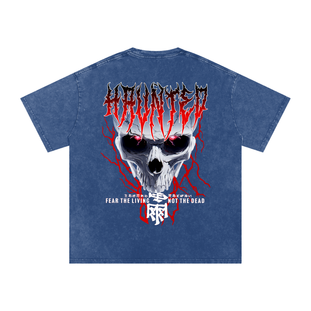 'FEAR THE LIVING' Oversized Washed Tee