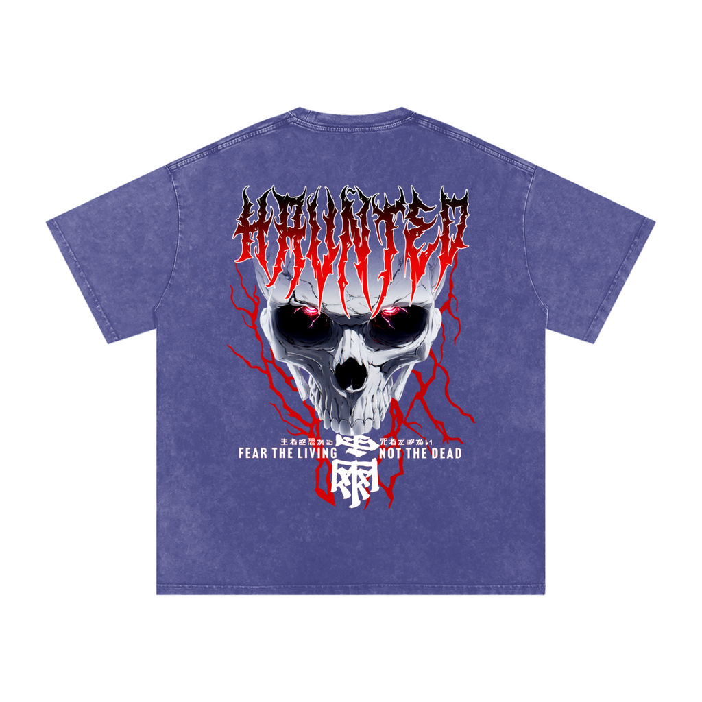 'FEAR THE LIVING' Oversized Washed Tee