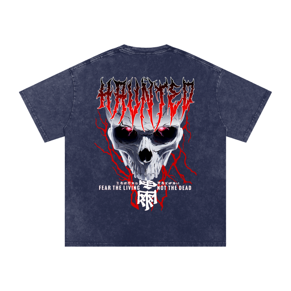 'FEAR THE LIVING' Oversized Washed Tee