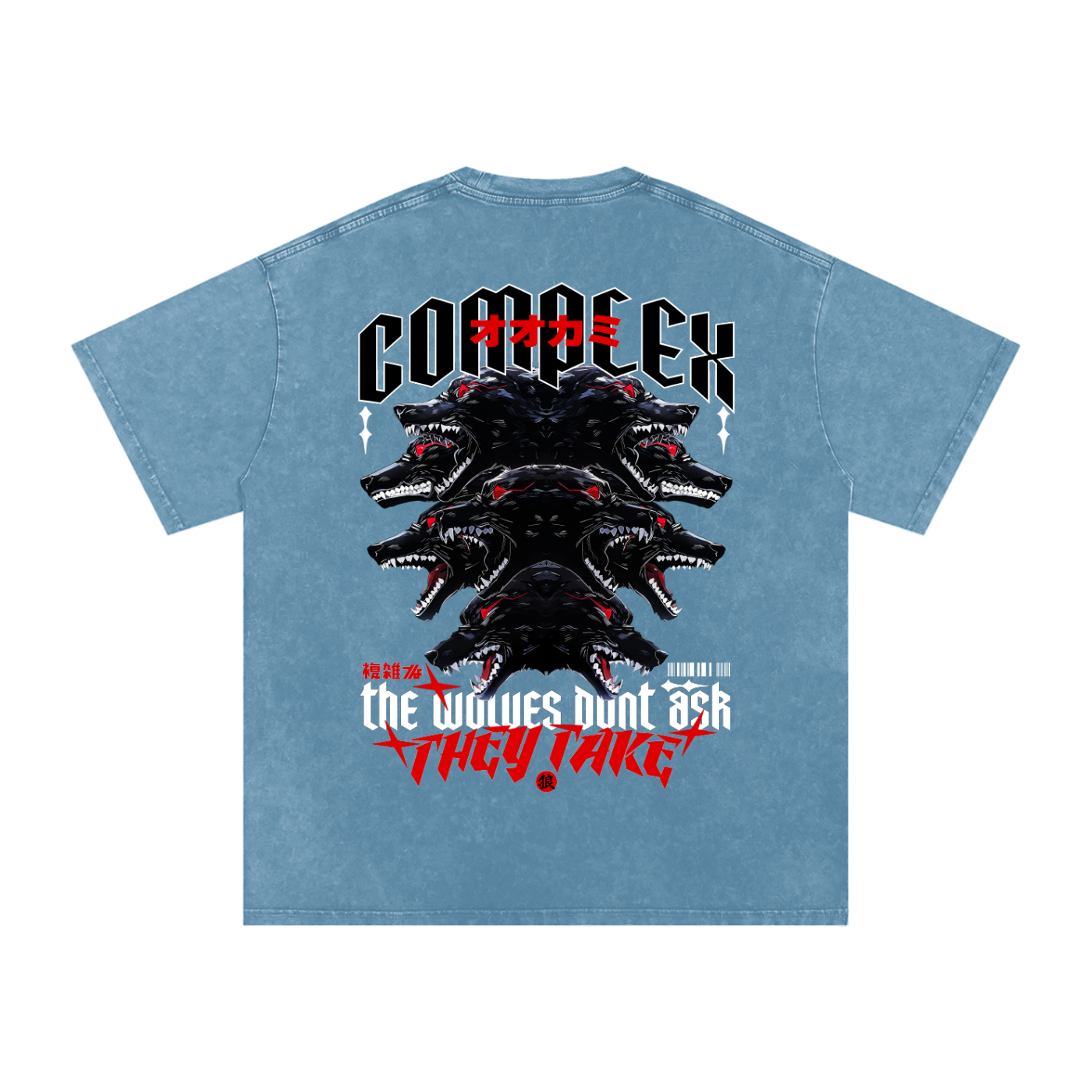 'THE WOLVES' Oversized Washed Tee