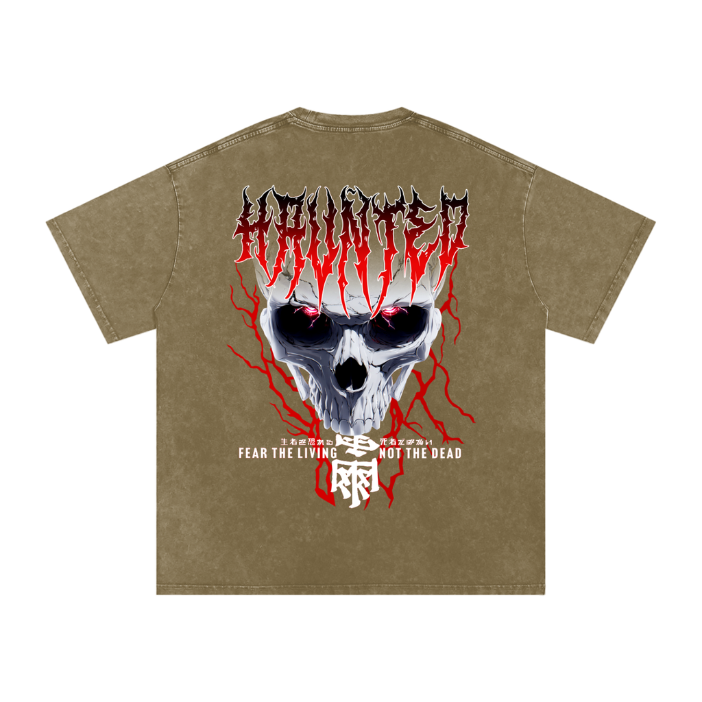 'FEAR THE LIVING' Oversized Washed Tee