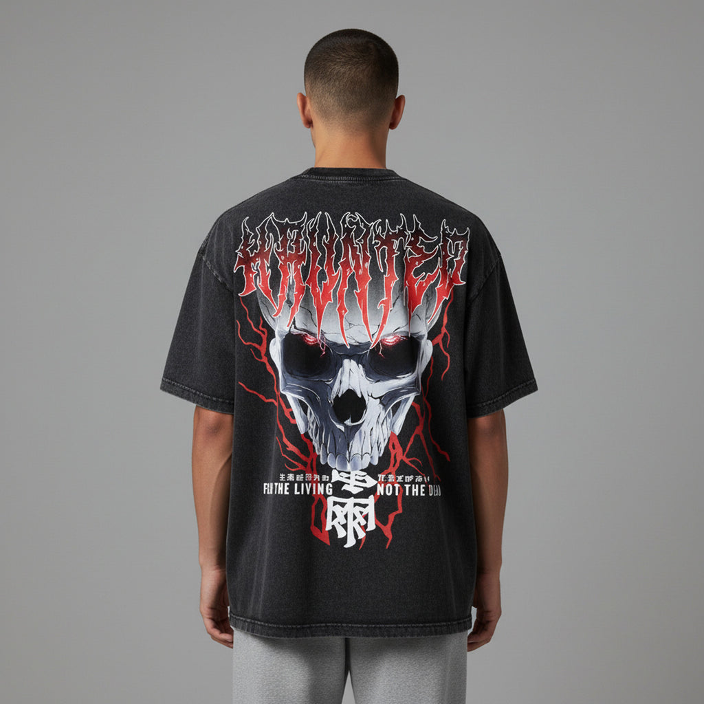 'FEAR THE LIVING' Oversized Washed Tee