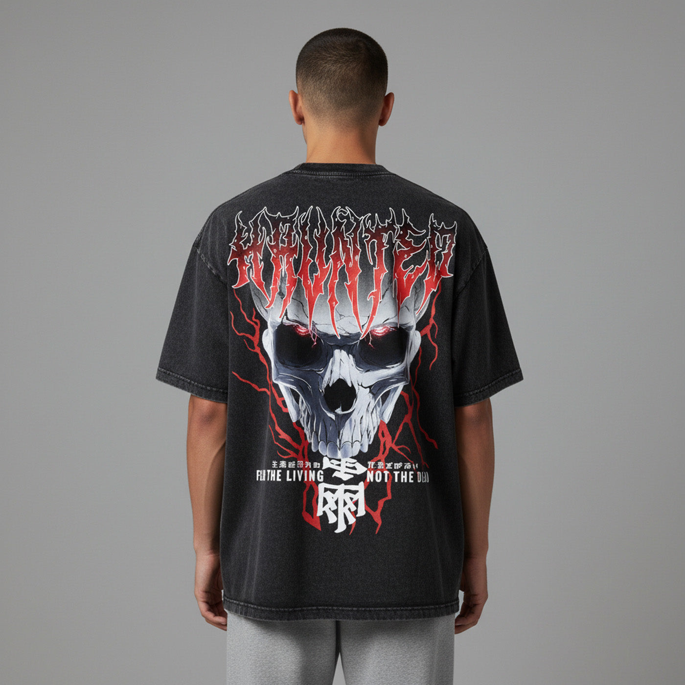 'FEAR THE LIVING' Oversized Washed Tee